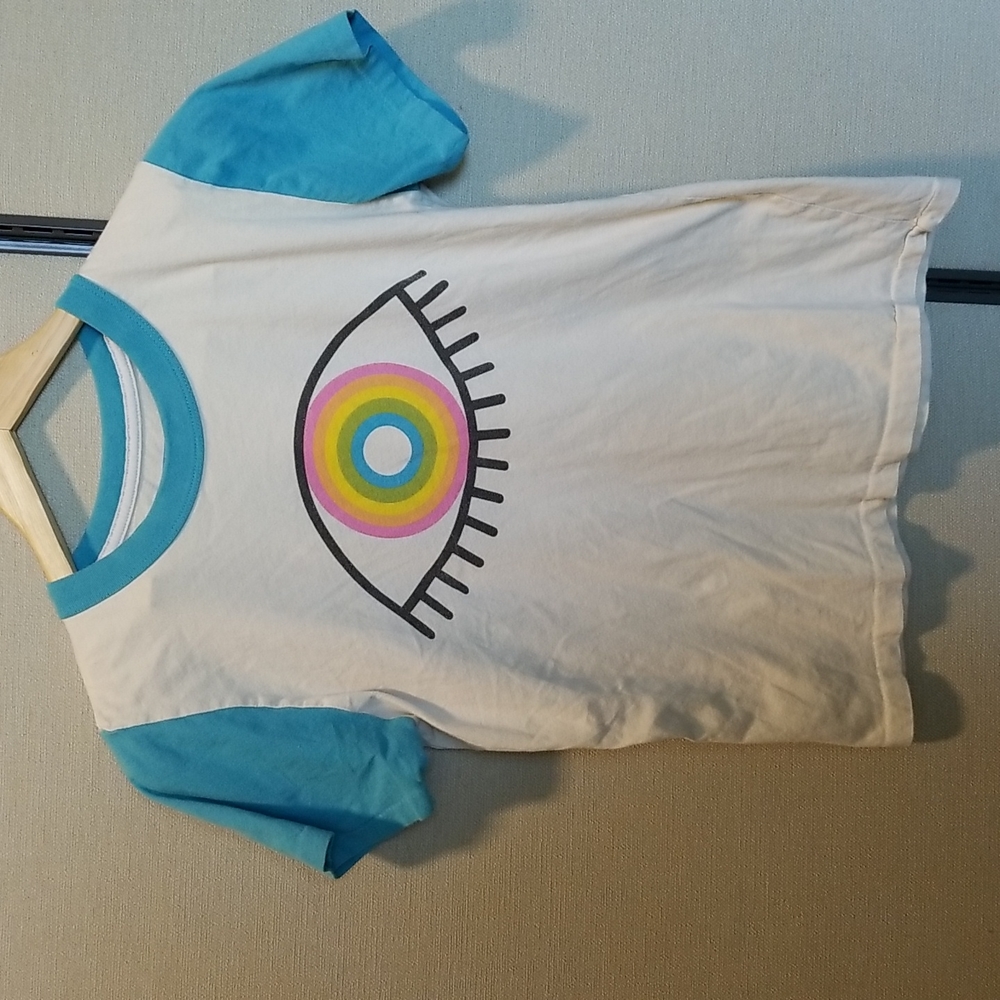 Big Bud Press  Rainbow Evil Eye Ringer Tee Size XXS